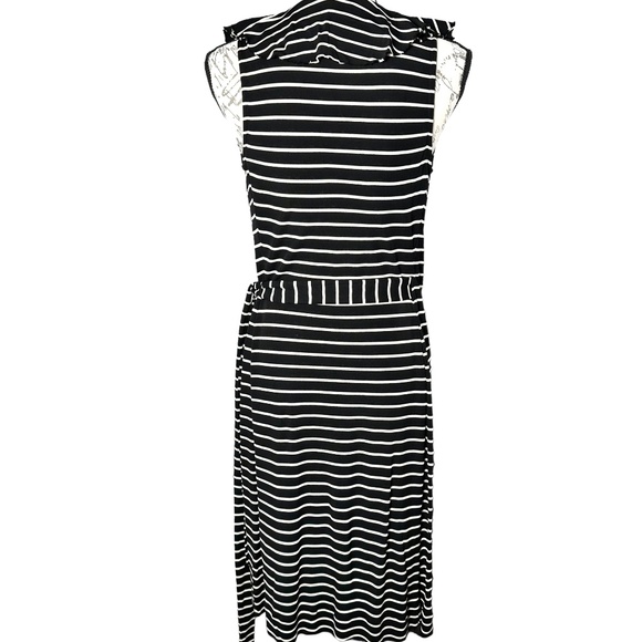 Women's | Banana Republic | Black White Stripped Ruffle Wrap Tianna Dress - XS - Picture 6 of 8